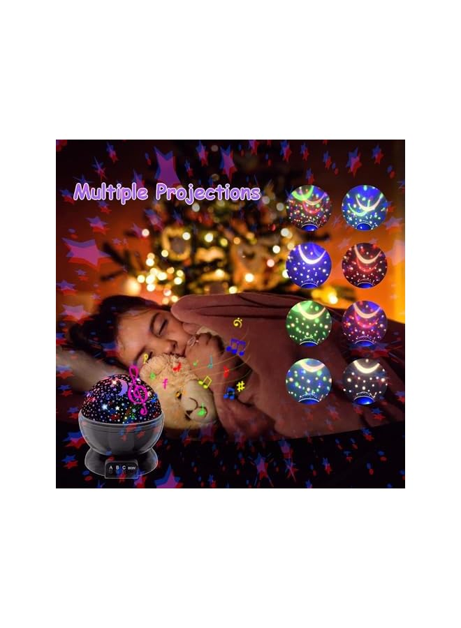 The Bros جهاز عرض ضوء النجوم للأطفال، دوران 360 درجة، 4 مصابيح LED، 8 تغييرات لونية، يعمل بالطاقة عبر USB، مثالي لغرفة نوم الأطفال وزينة الحفلات - Image 3
