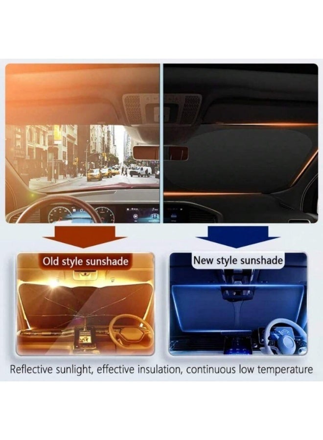 مظلة شمسية قابلة للطي للزجاج الأمامي للسيارة مع حقيبة تخزين، مظلة عاكسة للزجاج الأمامي الأمامي، مظلة شمسية لنافذة السيارة للحماية من حرارة الشمس وحجب الأشعة فوق البنفسجية، تحافظ على برودة السيارة - Image 3