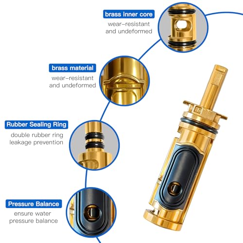 ZXFENG Replacement Cartridge for 1222 Kit for Moen One-Handle Faucets, Replacement Compatible with Moen Tub Shower,Shower-Only Faucet Cartridge for 1222 Replacement Part,All Metal - Image 4