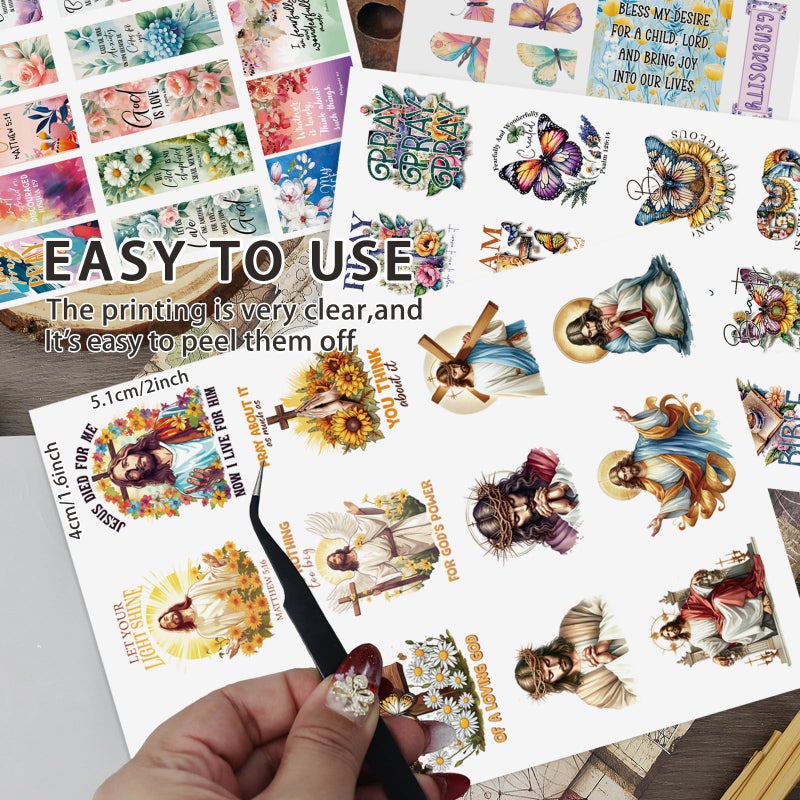 Bomichi Christian Sticker Book, 28 Sheets 353 Pcs Inspirational Bible Stickers for Water Bottle Journaling Scrapbook Laptop, Christian Gifts - Image 5