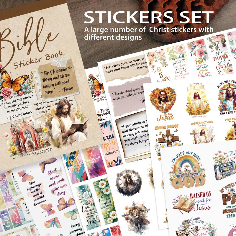 Bomichi Christian Sticker Book, 28 Sheets 353 Pcs Inspirational Bible Stickers for Water Bottle Journaling Scrapbook Laptop, Christian Gifts - Image 3