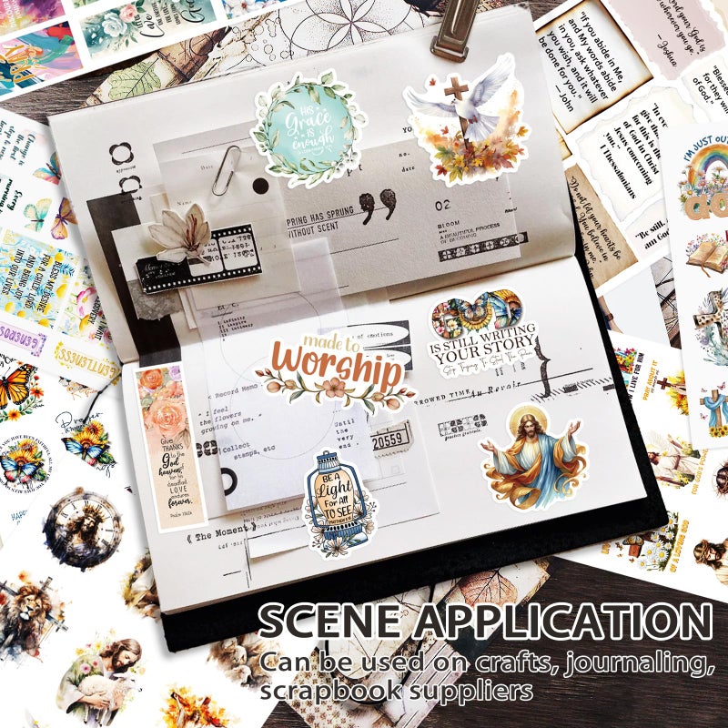 Bomichi Christian Sticker Book, 28 Sheets 353 Pcs Inspirational Bible Stickers for Water Bottle Journaling Scrapbook Laptop, Christian Gifts - Image 2
