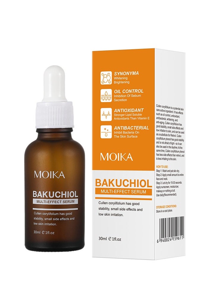 MOIKA - Bakuchiol Multi-Effect Serum, 30ml, Brightening, Oil Control, Antioxidant, Antibacterial, Anti-Aging, Improves Skin Elasticity, Reduces Wrinkles - Image 1