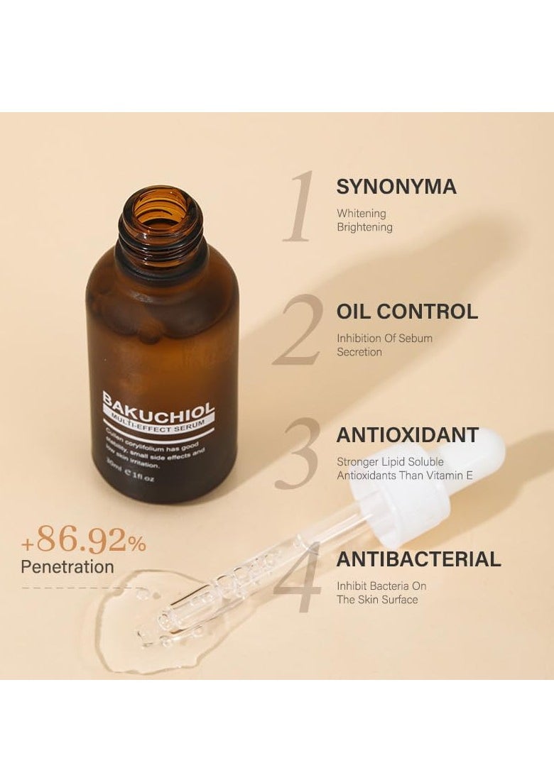 MOIKA - Bakuchiol Multi-Effect Serum, 30ml, Brightening, Oil Control, Antioxidant, Antibacterial, Anti-Aging, Improves Skin Elasticity, Reduces Wrinkles - Image 1