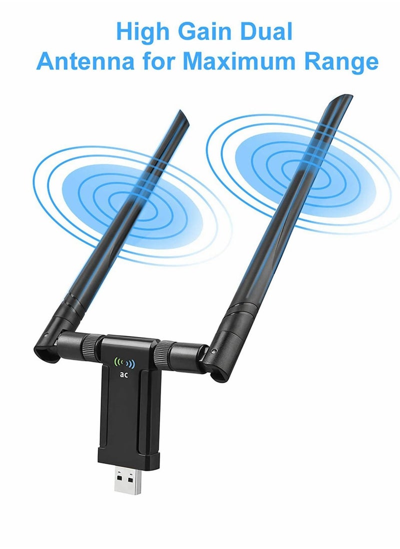 Excefore - Wireless USB WiFi Adapter for PC, 1200Mbps Dual Band WiFi Dongle 2.4G/5G with USB 3.0 Cradle - Image 1