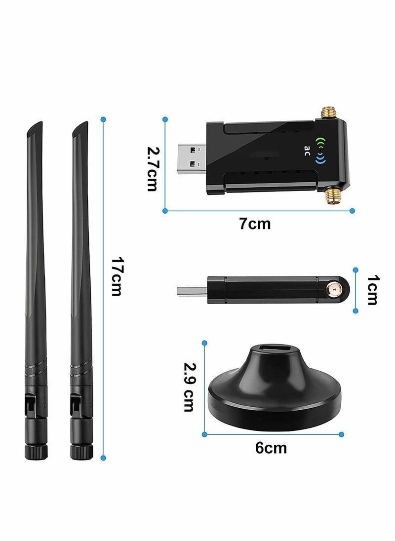 Excefore - Wireless USB WiFi Adapter for PC, 1200Mbps Dual Band WiFi Dongle 2.4G/5G with USB 3.0 Cradle - Image 1