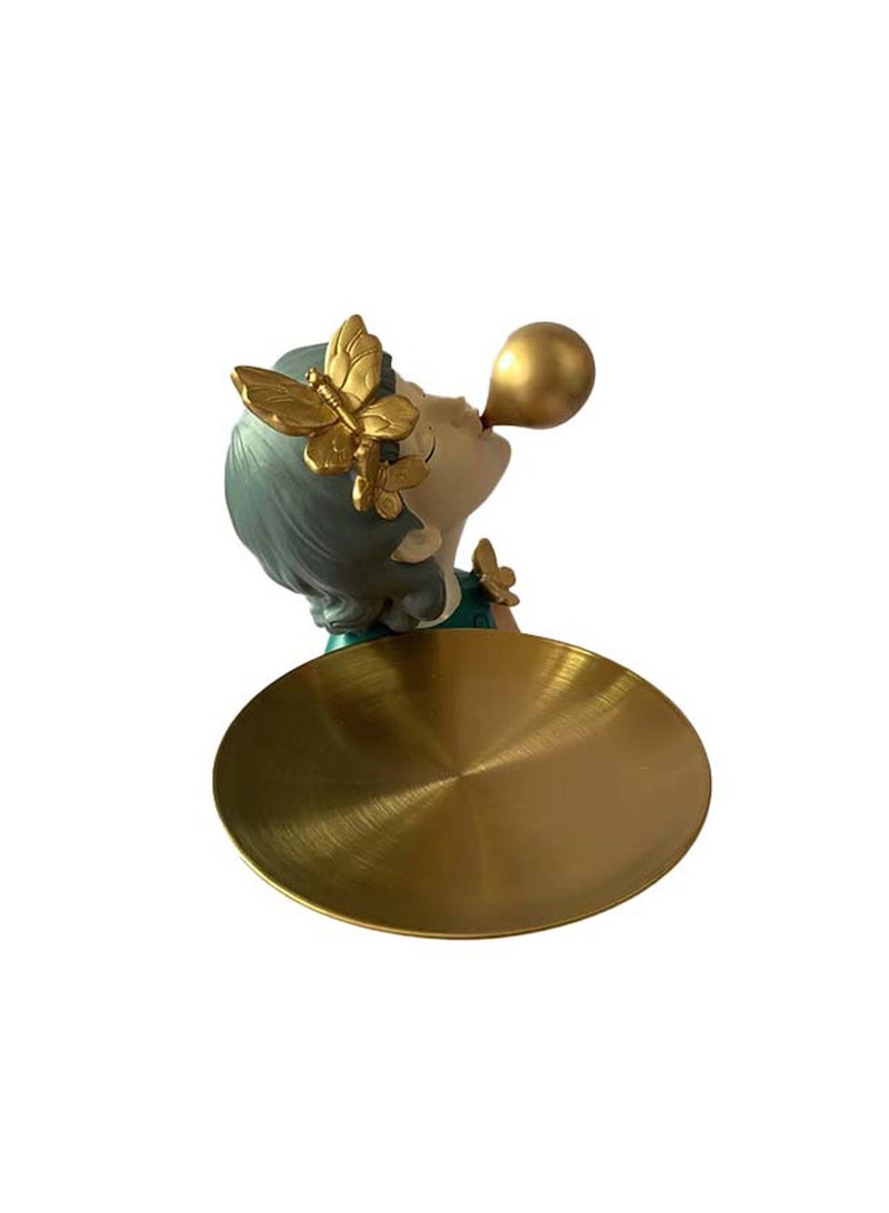 ROYALOAK Royaloak Serving Girl Figurine Figurine | Glossy Finished Figurine | Golden-Finished Metal Tray | Ideal For Holding Jewellery, Chocolates, And Small Items | Ideal As A Decorative Piece For Any Room  - Image 3