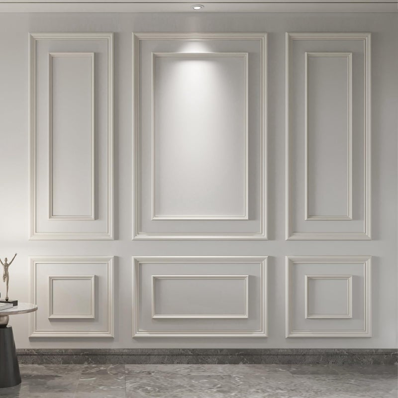 Art3d Premade Bilinear Frame Accent Molding Set, Pre-Cut Decorative Wainscoting Panel for Home DÃ©cor, Ready-to-Assemble Glue-On Wall Trim for Living Room Bedroom Corridor, 6 Separate Bilinear Frame - Image 1