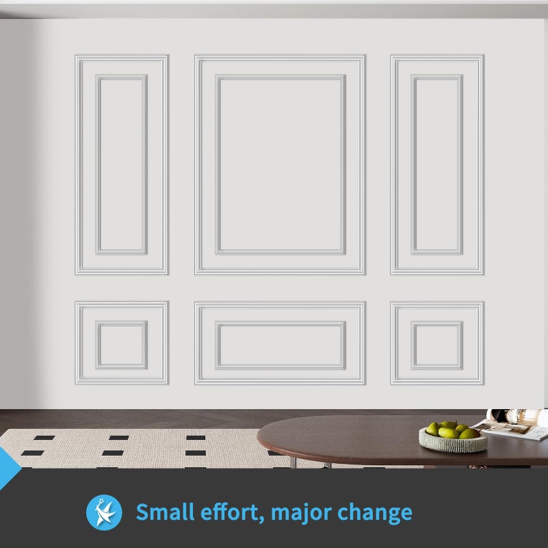 Art3d Premade Bilinear Frame Accent Molding Set, Pre-Cut Decorative Wainscoting Panel for Home DÃ©cor, Ready-to-Assemble Glue-On Wall Trim for Living Room Bedroom Corridor, 6 Separate Bilinear Frame - Image 3