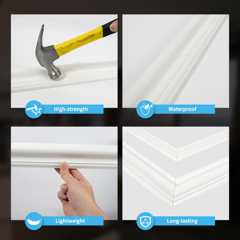 Art3d Premade Bilinear Frame Accent Molding Set, Pre-Cut Decorative Wainscoting Panel for Home DÃ©cor, Ready-to-Assemble Glue-On Wall Trim for Living Room Bedroom Corridor, 6 Separate Bilinear Frame - Image 4
