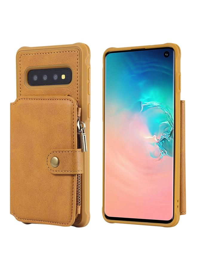 اس-توب جراب لهاتف Galaxy S10، جراب واقٍ مقاوم للصدمات بسحاب مع فتحات للبطاقات وقوس وحامل للصور ووظيفة المحفظة - Image 1