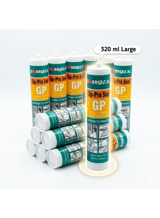 5-Piece Set General Purpose Silicone Sealant - 320ml Anti-Fungal GP Adhesive for Windows, Doors & Sanitary Use - Image 1