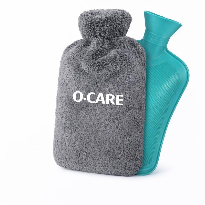 Hot Water Bottle with Flexible Cover, 2 Liters, Rubber, Red with Grey Cover, Heat and Cold Therapy, MH-J40 - Image 4