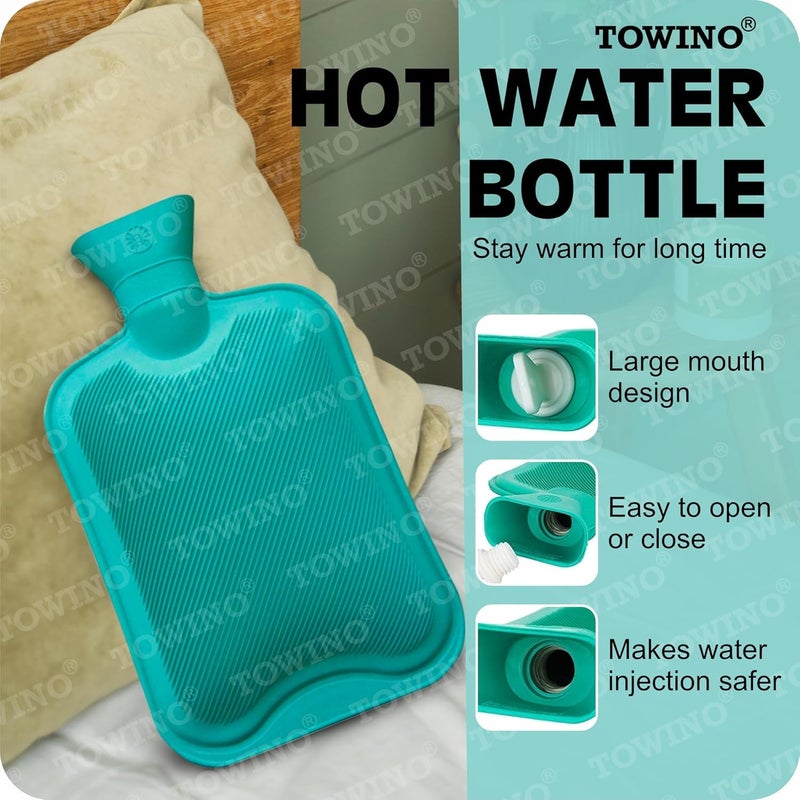 Hot Water Bottle with Flexible Cover, 2 Liters, Rubber, Red with Grey Cover, Heat and Cold Therapy, MH-J40 - Image 5