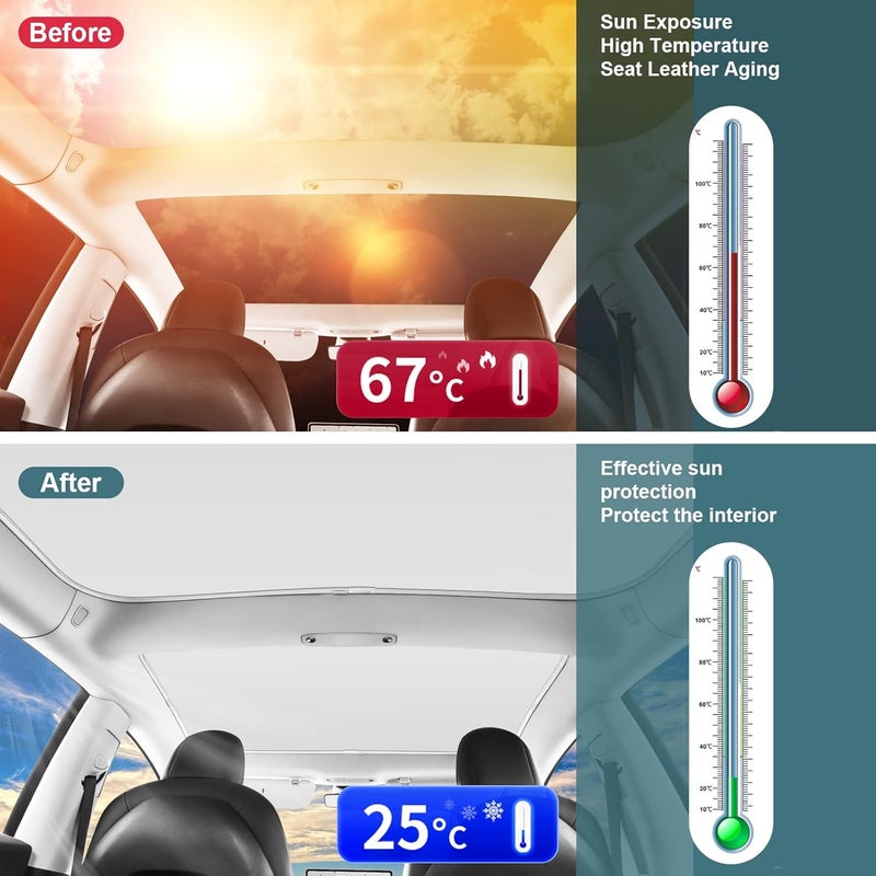 KUNIST Roof Sunshades for Tesla Model 3, Upgraded Sunroof Shade Sunshade Roof Sun Shade for Tesla Model 3 Accessories 2017-2020 (Ice White) - Image 2