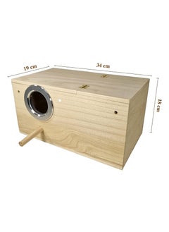 NNC PETS Wooden bird house with Standing perches, Metal cover, and Open-top design, Solid wood bird nest for Canary, Budgies, and Other birds, Suitable for Outdoor decorations 34 cm (Beige)  - Image 2
