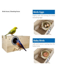 NNC PETS Wooden bird house with Standing perches, Metal cover, and Open-top design, Solid wood bird nest for Canary, Budgies, and Other birds, Suitable for Outdoor decorations 34 cm (Beige)  - Image 4