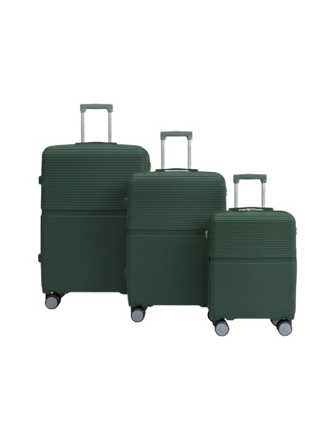 طقم حقائب سفر صلبة الجوانب من البولي بروبيلين مكون من 3 قطع - حقائب سفر خفيفة الوزن بعجلات دوارة بزاوية 360 درجة | حقائب ترولي متينة لسفر آمن (صغيرة، متوسطة، كبيرة) - Image 1