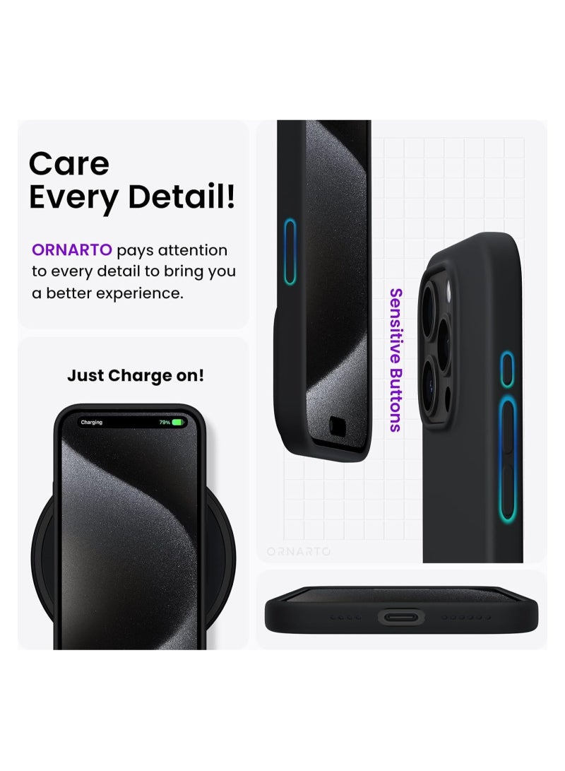 ELTRAZONE Magnetic Liquid Silicone Compatible for iPhone 15 Pro Max Case,Compatible with MagSAFE Charging Military Grade Drop Tested,Soft,Shockproof Protective Fiber Lining,Full Protection Cover-Black - Image 3