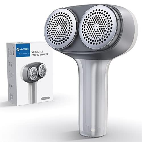 VASSON ماكينة إزالة الوبر، مزيل الوبر الكهربائي، ماكينة إزالة الوبر القابلة لإعادة الشحن، ماكينة إزالة الوبر للسترات لإزالة الكريات، مزيل الوبر الكبير للملابس والأثاث (أبيض رمادي) - Image 1
