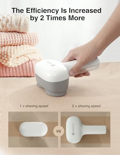 VASSON ماكينة إزالة الوبر، مزيل الوبر الكهربائي، ماكينة إزالة الوبر القابلة لإعادة الشحن، ماكينة إزالة الوبر للسترات لإزالة الكريات، مزيل الوبر الكبير للملابس والأثاث (أبيض رمادي) - Image 2