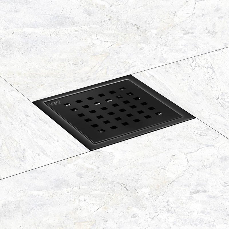 Sanjay Chilly Square Zoom Floor Drainer for Bathroom with Cockroach Trap 304 Grade Floor Drain Cover Jali Sink Safety from Cockroach & Insects Anti Odor Drain Strainers (6x6 Inch Ultra Black) - Image 1