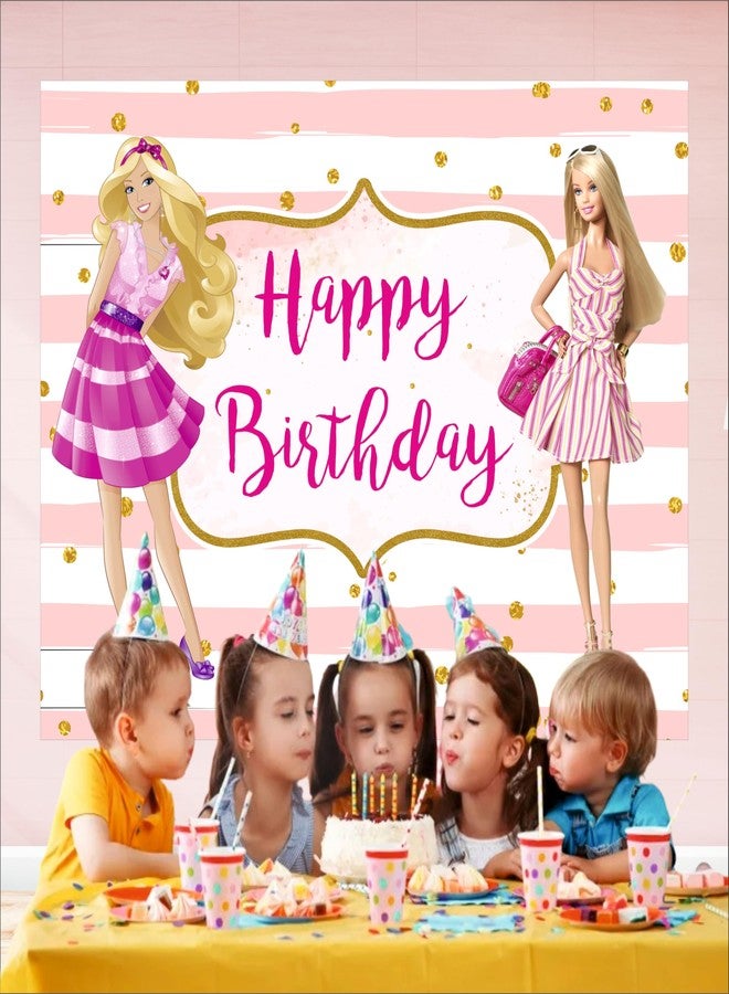 Party Baazaar Doll Birthday Backdrop 5x4 Ft | Backdrops for Decoration | Birthday Decoration Backdrop | Banner for Kids Theme Party - Image 4