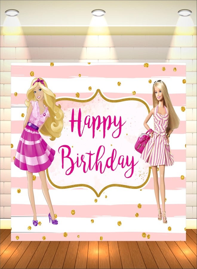 Party Baazaar Doll Birthday Backdrop 5x4 Ft | Backdrops for Decoration | Birthday Decoration Backdrop | Banner for Kids Theme Party - Image 1