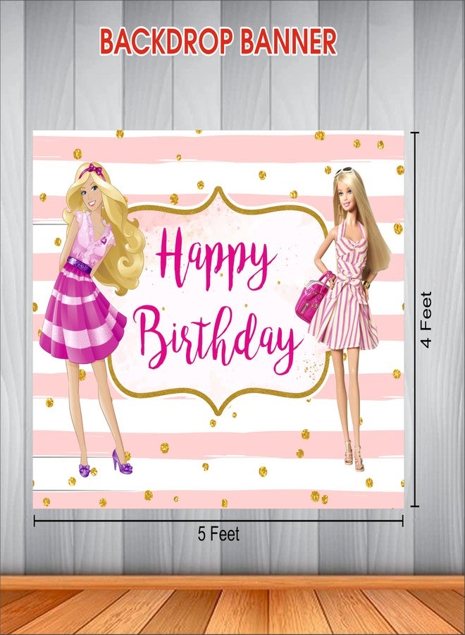 Party Baazaar Doll Birthday Backdrop 5x4 Ft | Backdrops for Decoration | Birthday Decoration Backdrop | Banner for Kids Theme Party - Image 3