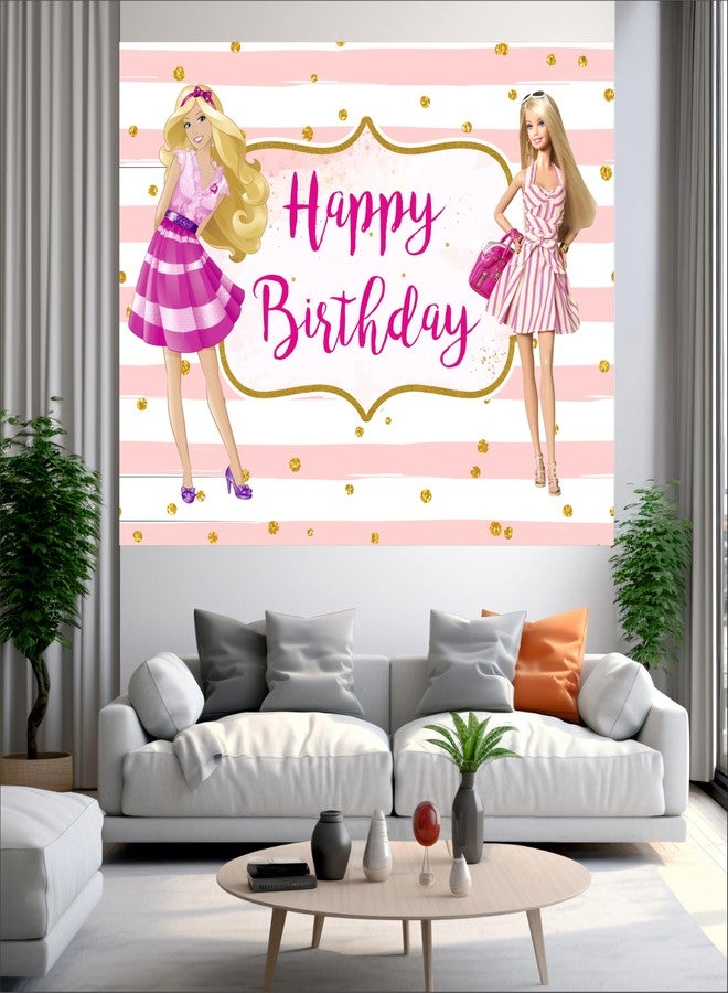 Party Baazaar Doll Birthday Backdrop 5x4 Ft | Backdrops for Decoration | Birthday Decoration Backdrop | Banner for Kids Theme Party - Image 2
