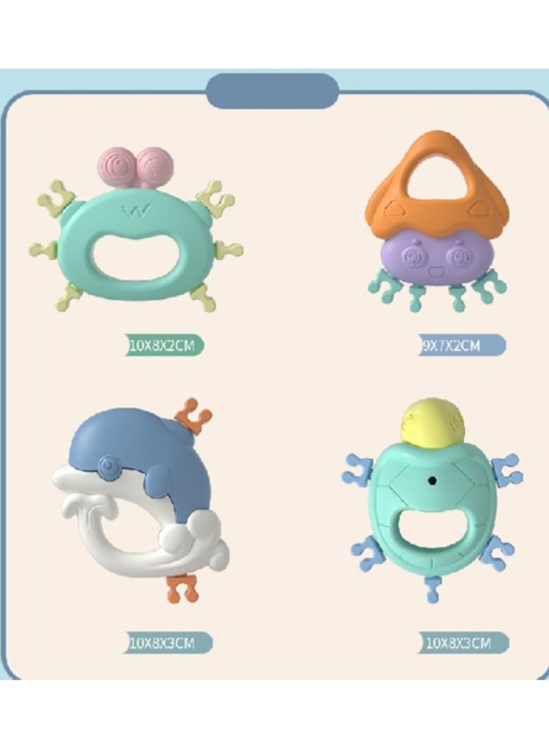 مجموعة من 4 قطع من عضاضات الأسنان من Ocean، ألعاب تهدئة الأسنان للأطفال، ألعاب تسنين للأطفال مصنوعة من السيليكون وخالية من مادة BPA للأطفال الصغار والأولاد والبنات - Image 2