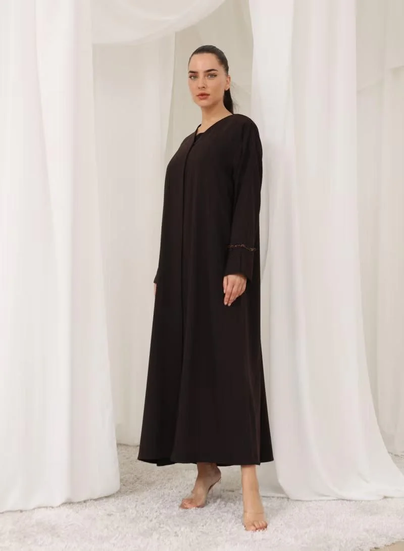 Nikias  Nikias Abaya Crepe Abaya With Handwork On Sleves for Women | Best Price UAE