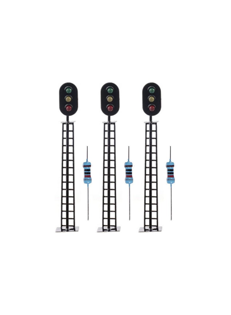 GGOOT 3 Pieces Model Railway Light Signal Lamp Green/Red/Yellow 1:87 OO GAUGE Traffic Lights for Train Layout  - Image 1