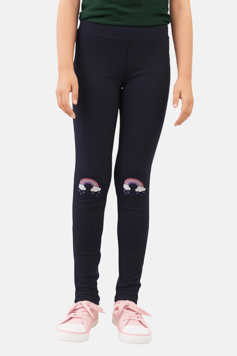 NAME IT ليجنز بنات أطفال بطباعة جرافيك، كحلي داكن - Image 1