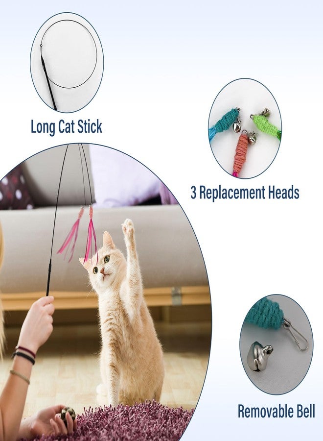 Andiker Cat Wand Toy, 3pcs Setaria Cats Feather Toy Refills with Bell and a 35.8'' Long Flexible Steel Wire Rod, Interactive Cat Toys for Indoor Cats Doing More Exercise and Enjoy Playtime - Image 3