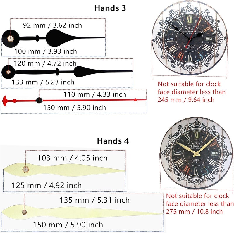 TIKROUND 12888 Quartz DIY Wall Clock Movement Mechanism Repair Parts Replacement Kit Sweep Silent Movement,13mm (1/2 Inch) Maximum Dial Thickness, 23mm (29/32 Inch) Total Shaft Length.(Red Hand) - Image 5