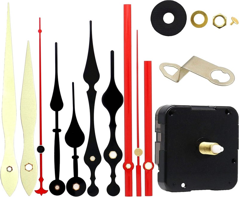 TIKROUND 12888 Quartz DIY Wall Clock Movement Mechanism Repair Parts Replacement Kit Sweep Silent Movement,13mm (1/2 Inch) Maximum Dial Thickness, 23mm (29/32 Inch) Total Shaft Length.(Red Hand) - Image 1