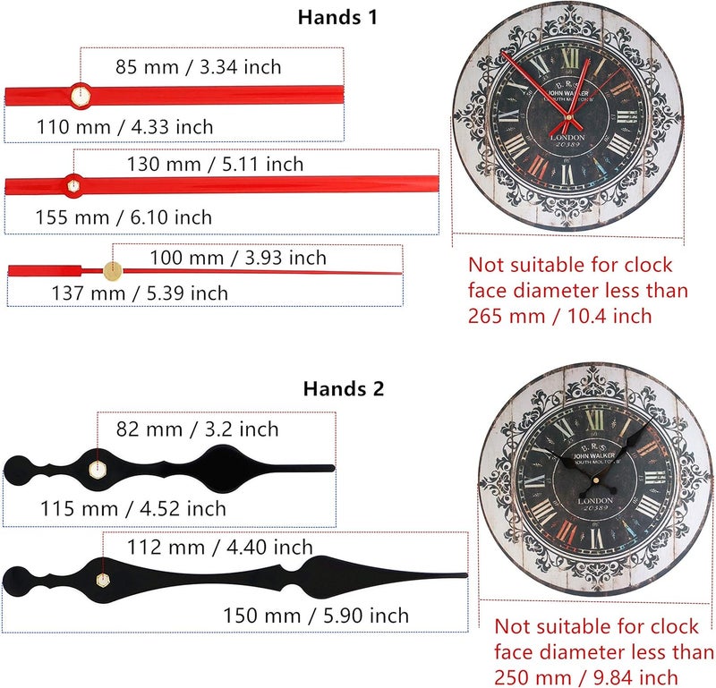 TIKROUND 12888 Quartz DIY Wall Clock Movement Mechanism Repair Parts Replacement Kit Sweep Silent Movement,13mm (1/2 Inch) Maximum Dial Thickness, 23mm (29/32 Inch) Total Shaft Length.(Red Hand) - Image 4
