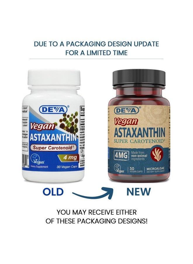 Deva DEVA Nutrition Vitamins Astaxanthin 4mg, Vegan, Made from Haematococcus Pluvialis Microalgae, 30 Capsules, 2-Pack 