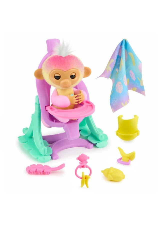 Fingerlings مجموعة لعب حضانة قردة بيبي التفاعلية 2023 - جاس مع مهد 2 في 1 وكرسي عالٍ، و6 ملحقات (الأعمار 5+) - Image 1