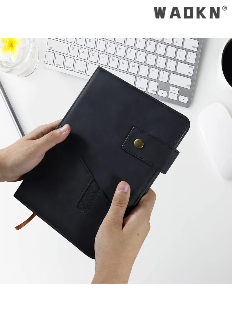 WAOKN Black A5 Lined Leather Journal Notebook,Personalized Hardcover Journal Set with Pen & Gift Box,200 Pages 100 gsm Thick Ruled Paper Daily Diary for Men Women School,Travel,Business,Work,Home Writing  - Image 5