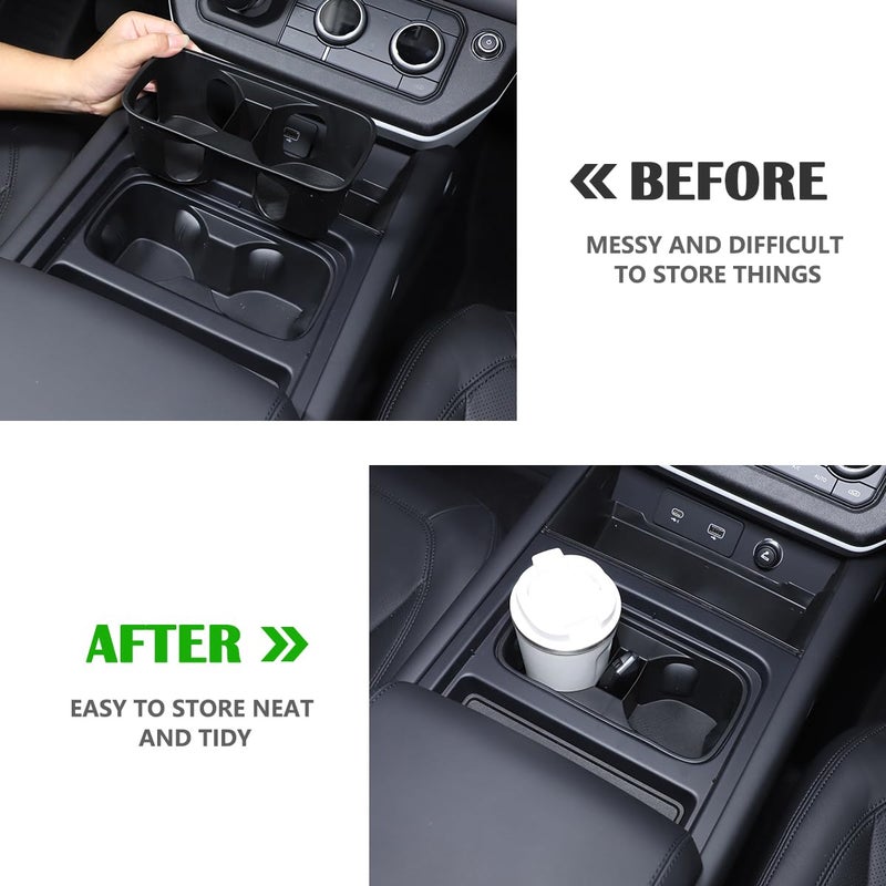 JONKOKO Black Center Console Cup Holder Compatible with Land Rover Defender 90 110 130 2020-2024 Car Cup Holder Expander Storage Box，Drink Cup Holder Organizer Accessories (for Defender 2022-2024) - Image 2