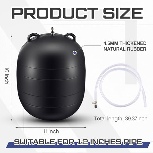 Glooglitter Inflatable Pipe Plug Sewer Test Plug Rubber Plumbing Test Balloon Ball for Sewage Pipeline Inspection(12 Inch,with 39.37 Plastic Extension Hose) - Image 3