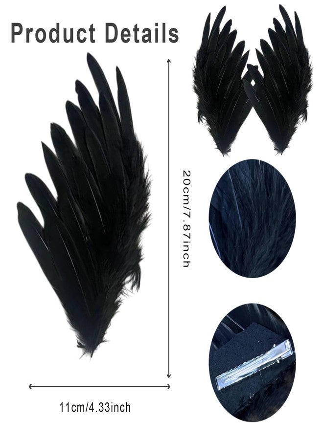 RED-SHYN 2Pcs Black Feather Hair Clip Hairgrip Hair Accessories Hairpin Headwear for Women Headpiece Halloween Crow Costume Supplies - Image 2