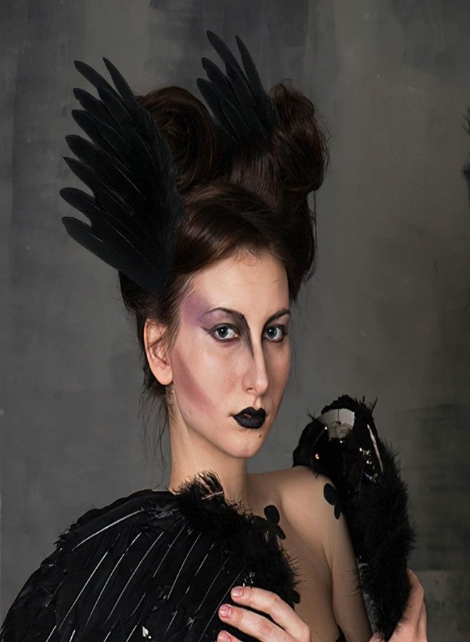 RED-SHYN 2Pcs Black Feather Hair Clip Hairgrip Hair Accessories Hairpin Headwear for Women Headpiece Halloween Crow Costume Supplies - Image 5