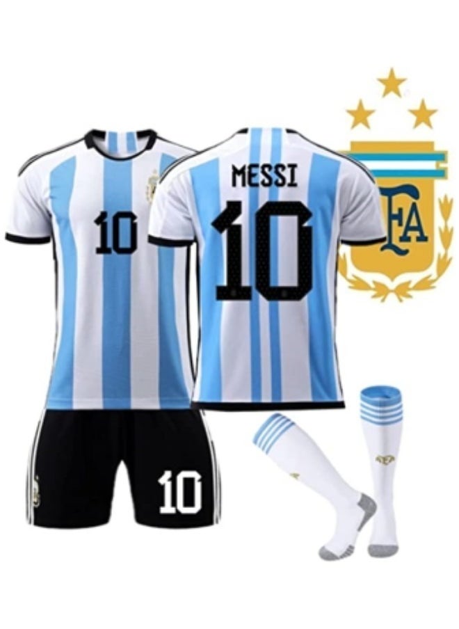 GGEROU Kids Football Jersey Set,Argentina No #10 Soccer Jersey,World Champion Football Soccer Jersey Set Kids & Youth Sizes Tracksuits  - Image 1