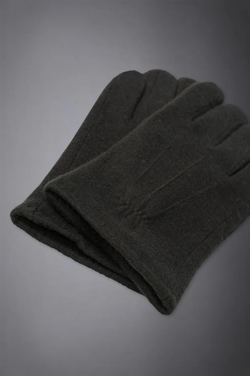 Doppelganger Men's solid coloured boiled wool glove with inner fleece - Forest Green