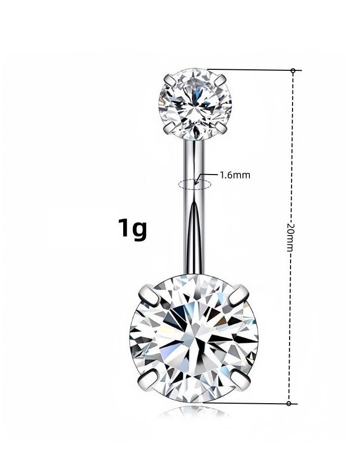 حلقات بطن جراحية من الفولاذ المقاوم للصدأ مقاس 14 جرام مرصعة بحجر الزركونيا المكعب الدائري على شكل سرّة وثقب الجسم وأقراط أذن - Image 3