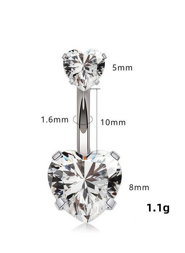 حلقات بطن جراحية من الفولاذ المقاوم للصدأ مقاس 14 جرام مرصعة بحجر الزركونيا المكعب الدائري على شكل سرّة وثقب الجسم وأقراط أذن - Image 4