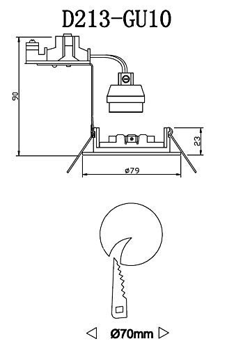 Knightsbridge IP20 230V/12V GU10/MR16 Chrome Recessed Fixed Twist & Lock Downlight, Aluminium RD1C - Image 2